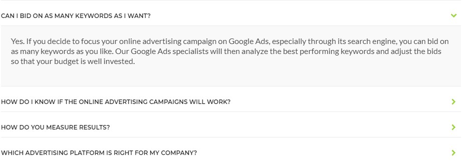 Example of FAQ