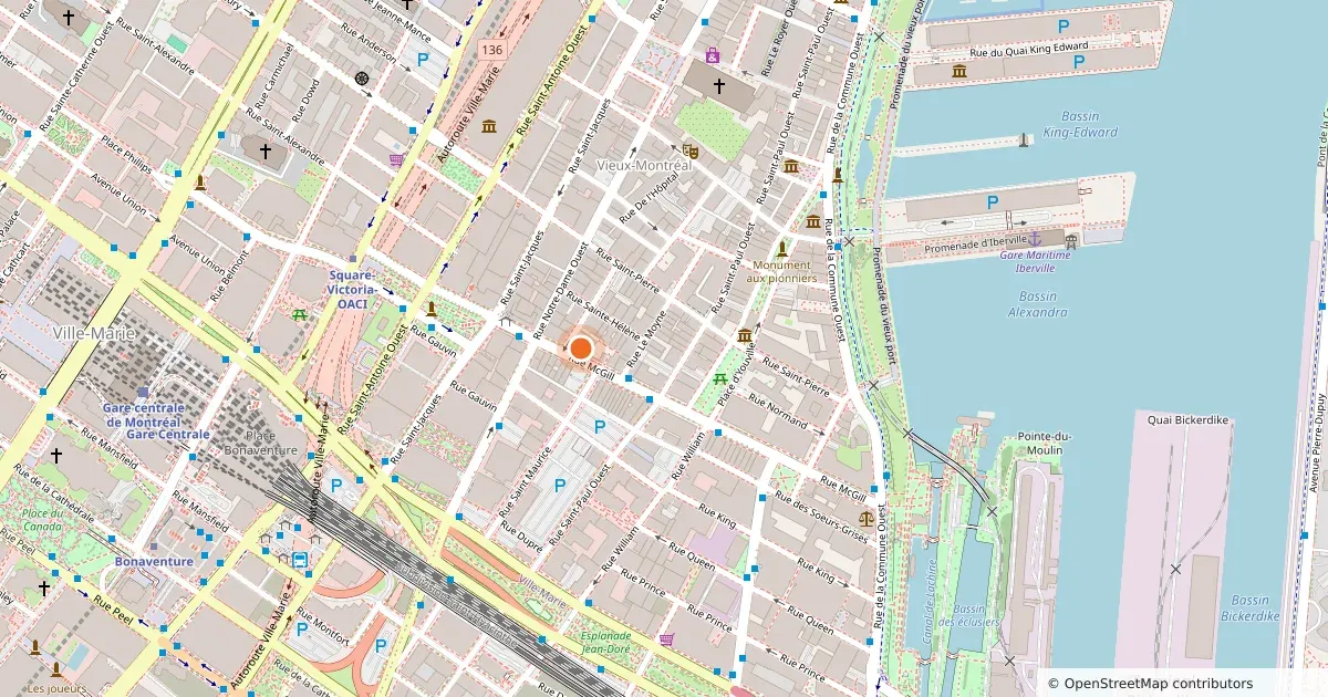 Map of the area around GTI’s Montréal office